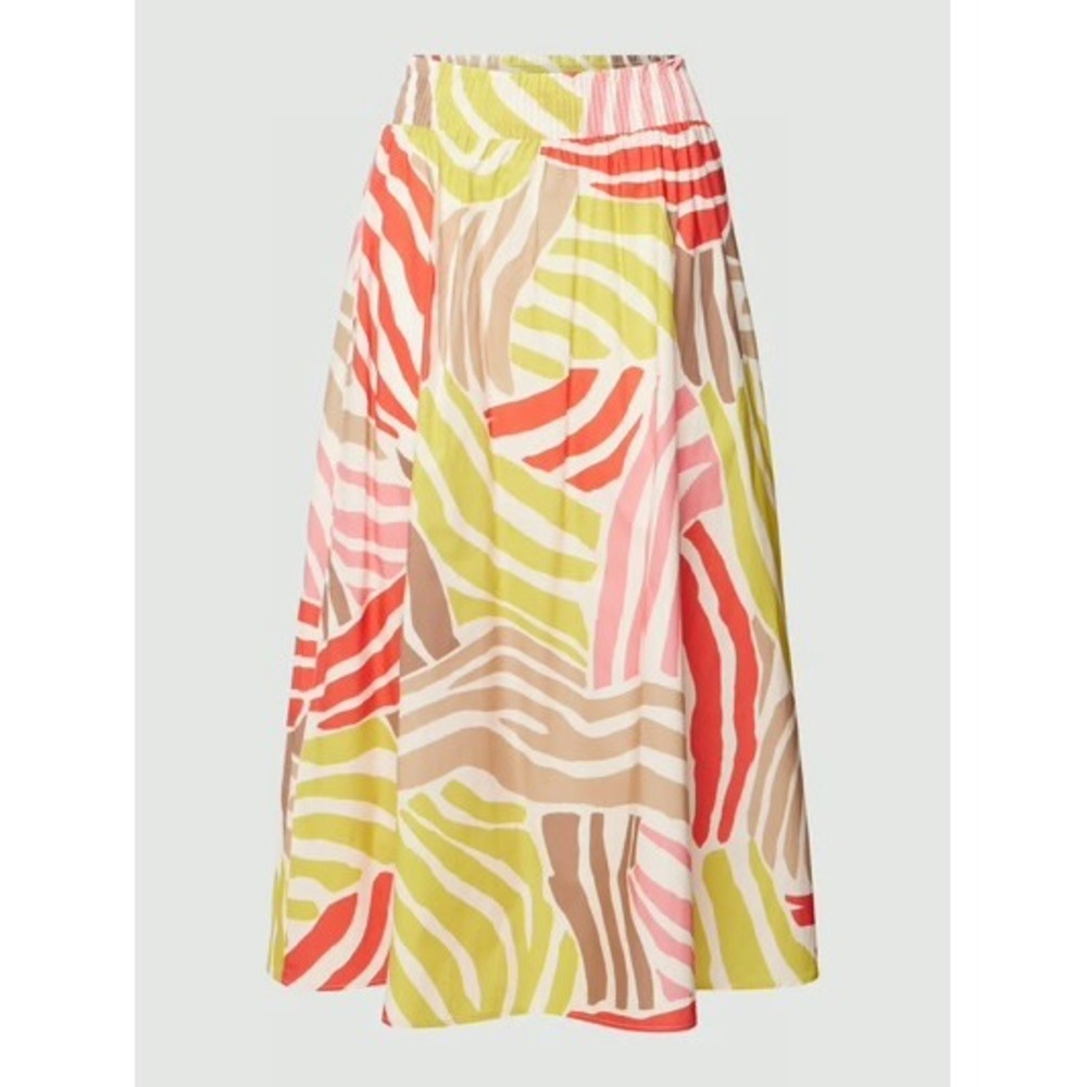 Luisa Cerano Midi Skirt Zalm Abstract Zebra Print Pink Red Green Brown Cotton 6